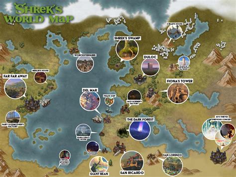 Shrek world map and fantasy realms