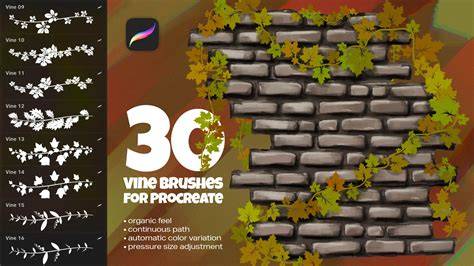 Vine brush shapes for Procreate