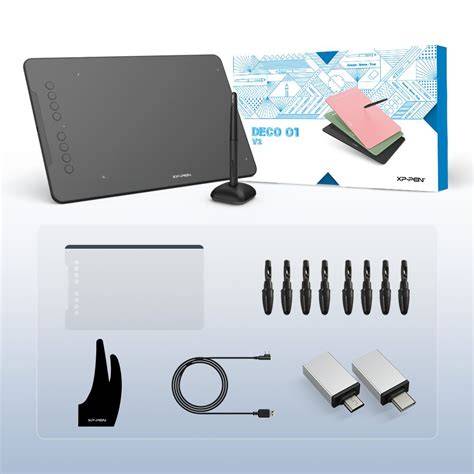 XP-Pen Deco 01 V2 large drawing area infographic