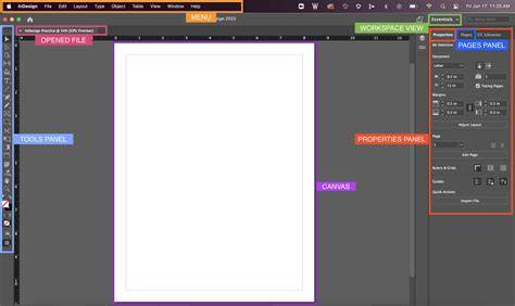 InDesign interface and document workflow