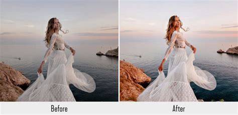 infographics showing before/after Lightroom presets