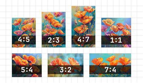 Aspect ratio framing in Midjourney (illustrative chart)