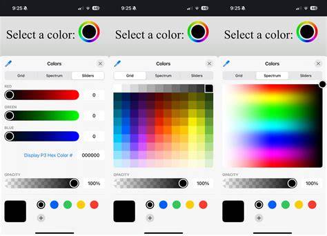 Dynamic color picker simplified interface