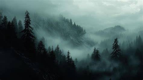 moody landscape coastal forests and mountains