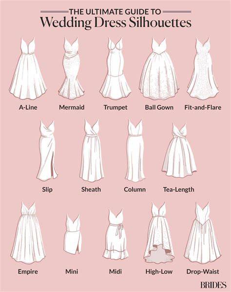 Wedding dress details and silhouettes visual guide