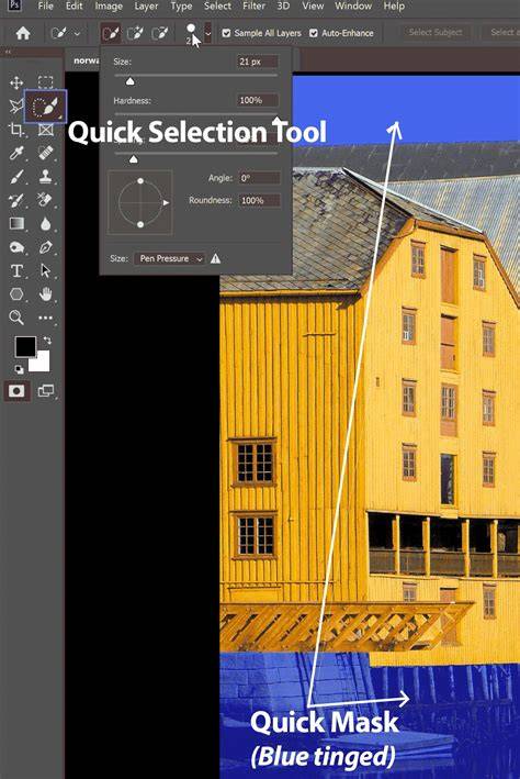 Feathered selection preview with Quick Mask