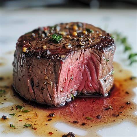 filet mignon char on the outside close-up