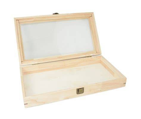 modular wooden display with clear lid