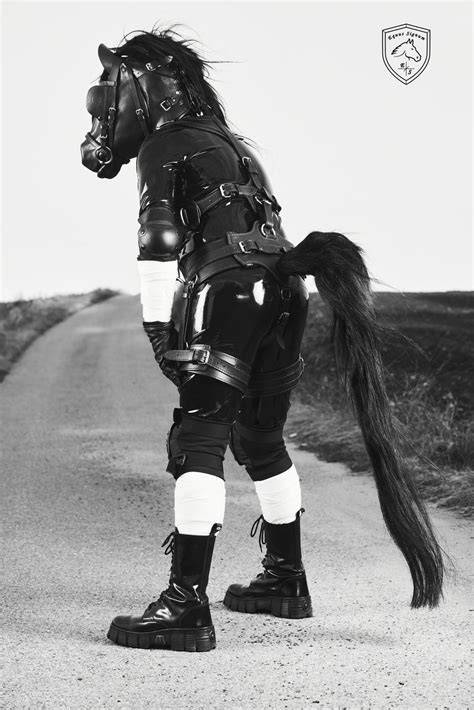 gimp horse suit with black bodysuit at party