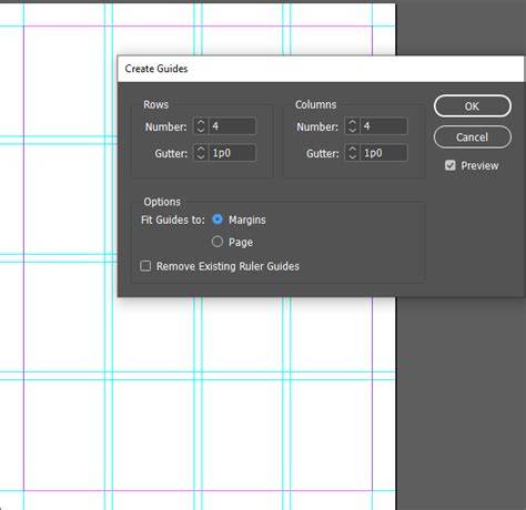 InDesign column grid and guides
