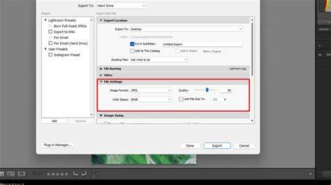 Photoshop image size and export controls