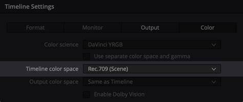 color management Rec.709-A timeline color space
