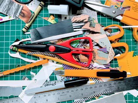 Collage materials and tools overview