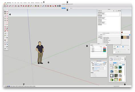 SketchUp interface overview with tool columns