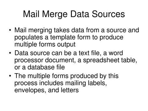 Print merge data sources and fields