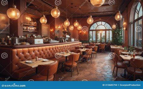 Italian restaurant cozy interior and menu
