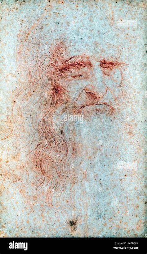 Leonardo self-portrait in red chalk details