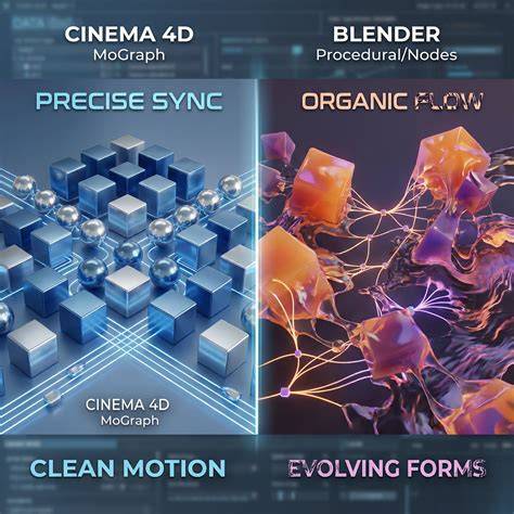 infographic contrasting Blender and Cinema 4D features