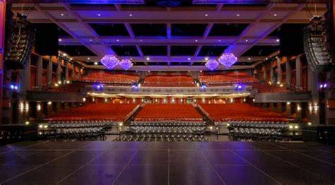 Interior of Fillmore Miami Beach with stage and chandeliers
