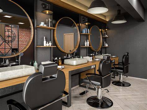 sports-themed barber shop interior and seating