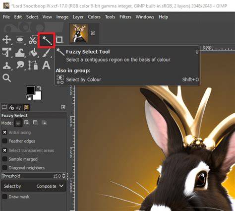 GIMP Magic Wand tool interface overview