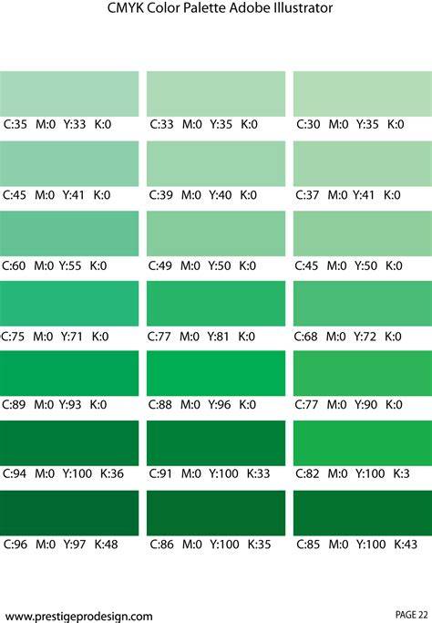 green CMYK color palette visualization