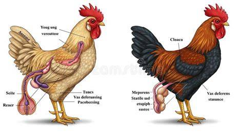 Diagram of the chicken reproductive system and cloacal kiss