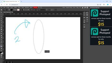 circle drawing Photopea ellipse tool