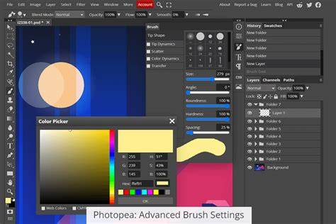 visual overview of brush settings in Photopea
