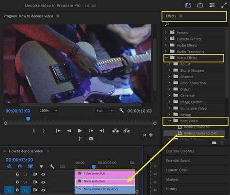 denoise workflow illustrations for Premiere Pro