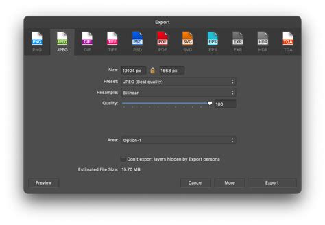 Export File info window overview