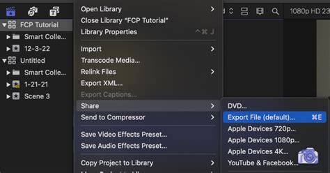 Final Cut Pro export completion notification