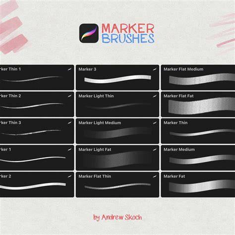 Marker brushes in Procreate visual guide
