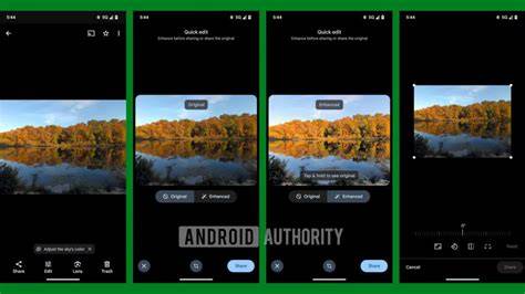 Android screenshots showing quick edit sliders