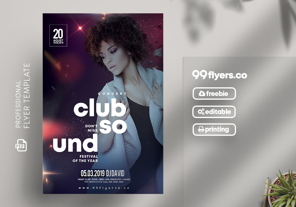 Club Vibe Free PSD Flyer Template