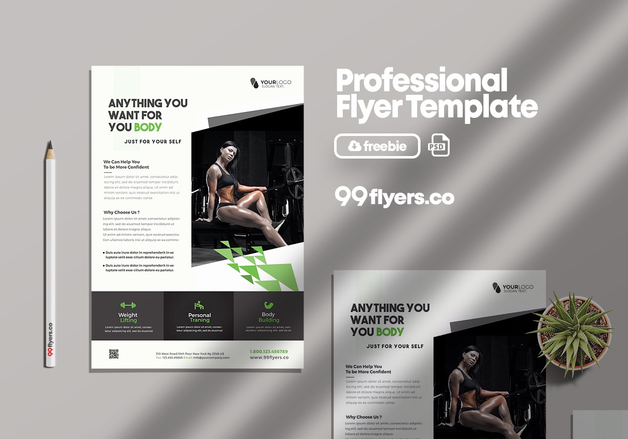Fit your Body | Fitness Free PSD Flyer
