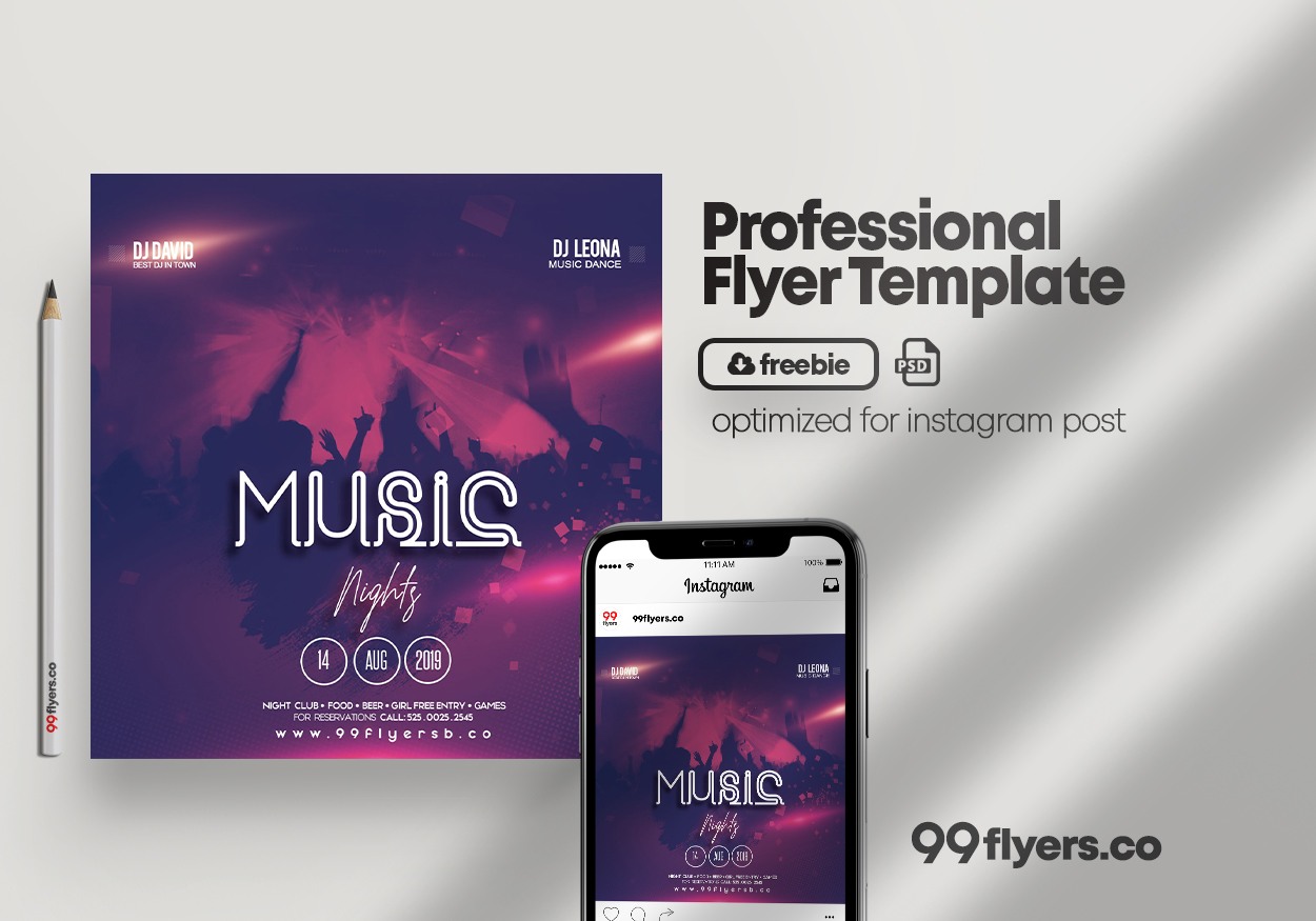 Music Nights Free PSD Flyer Template