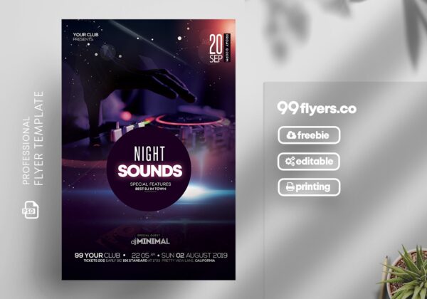 Night Sounds Free PSD Flyer Template – 99Flyers