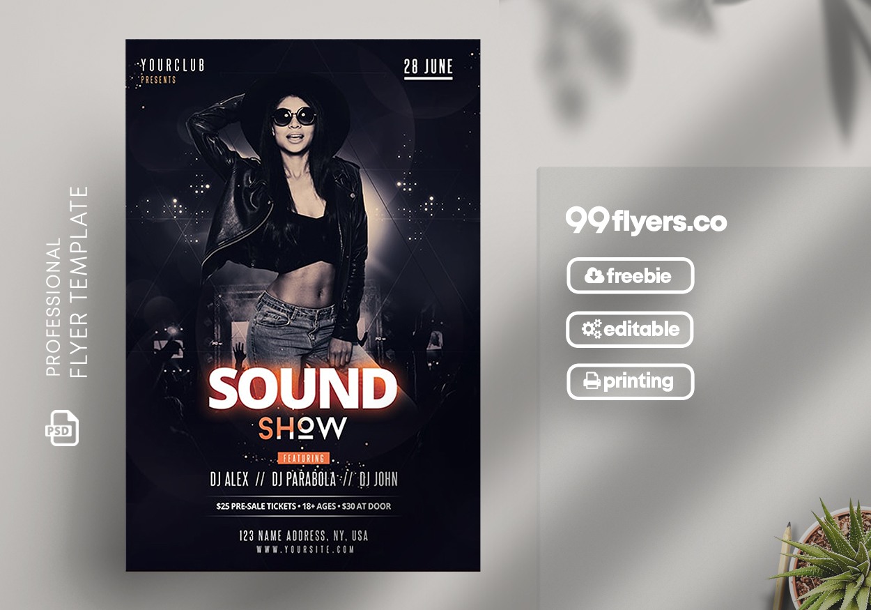 Sound Show Free Party PSD Flyer Template