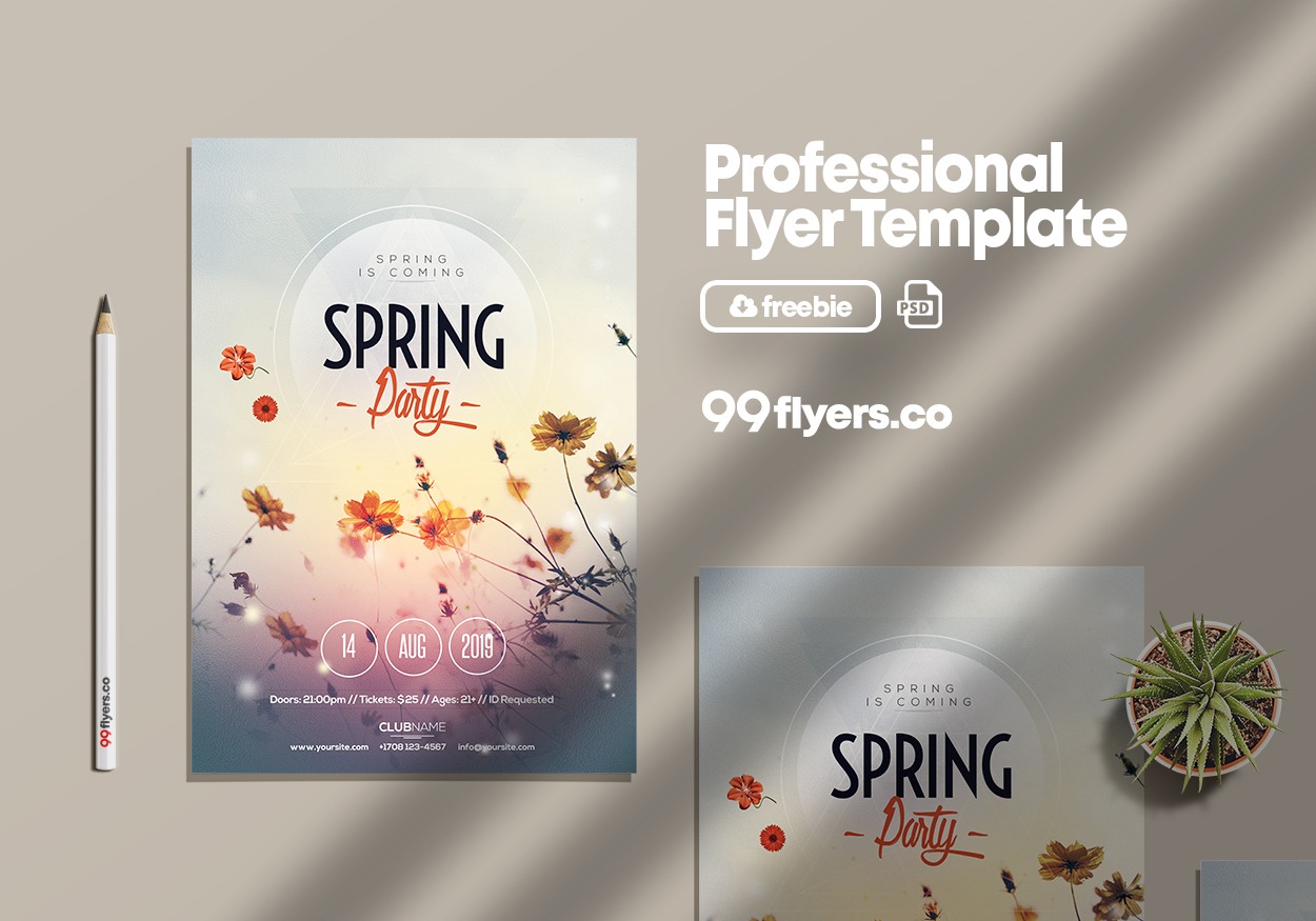 Spring Party Free PSD Flyer Template