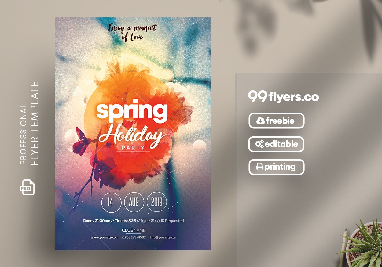 Spring Party PSD Free Flyer Template