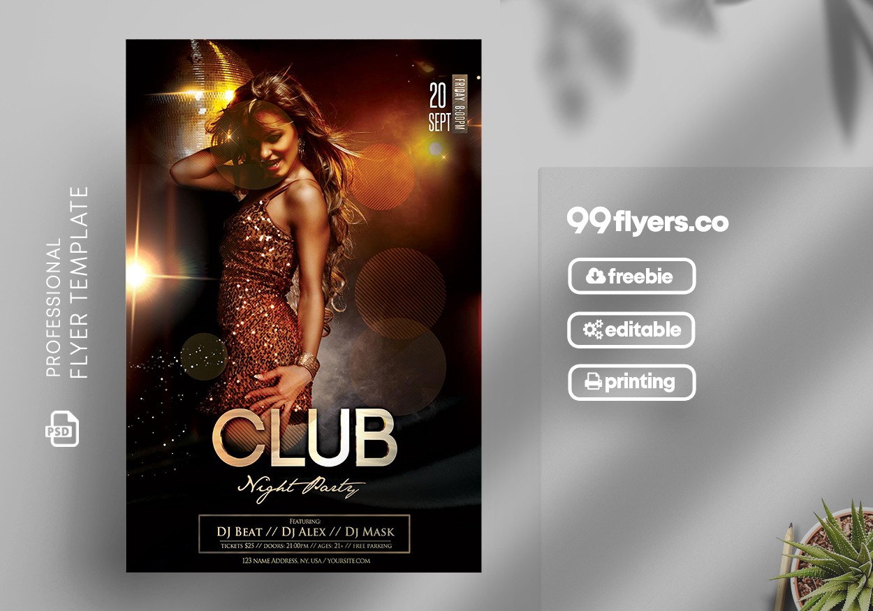 Club Night Party Free PSD Flyer Template