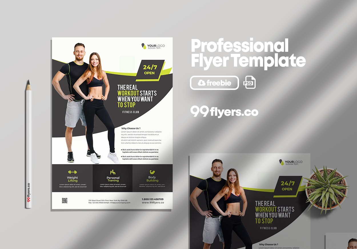 Free Gym and Fitness PSD Flyer Template