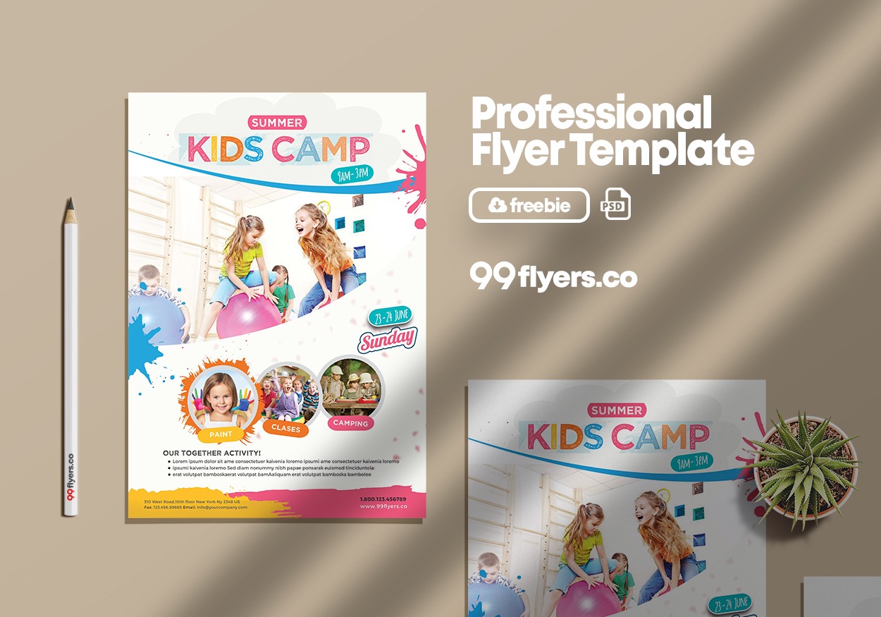 Kids Summer Camp Free PSD Flyer Template