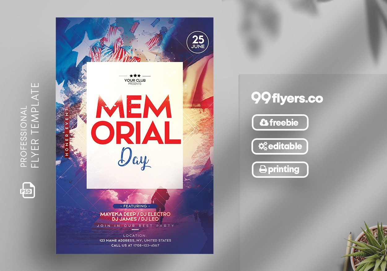 Memorial Day Free PSD Flyer Template