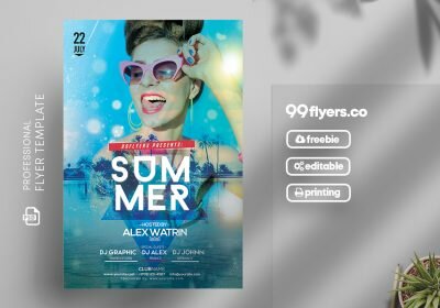 Summer Party Free PSD Flyer Template