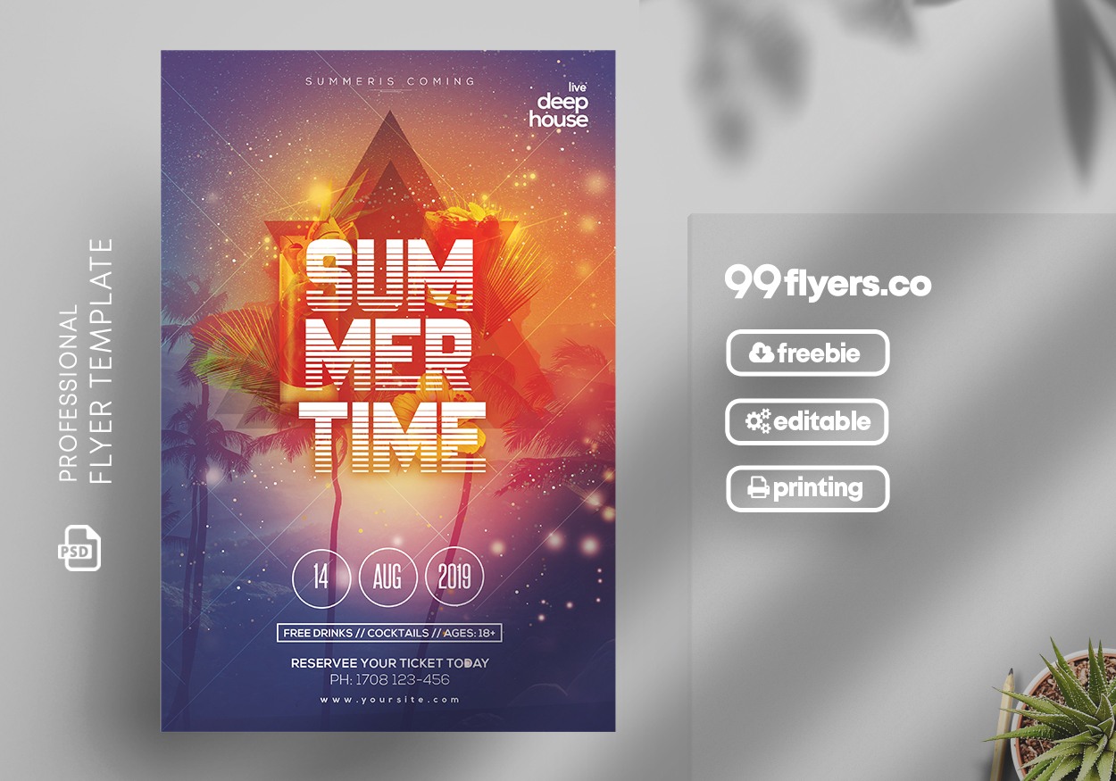 Summer Time Free PSD Flyer Template