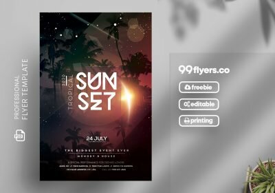 Tropical Sunset Free PSD Flyer Template