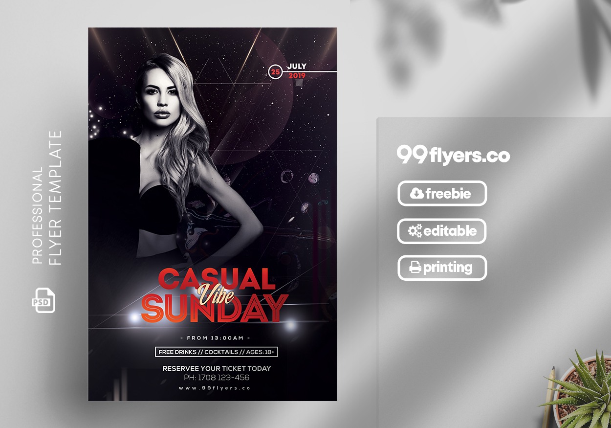 Casual Sunday Vibe Free PSD Flyer Template
