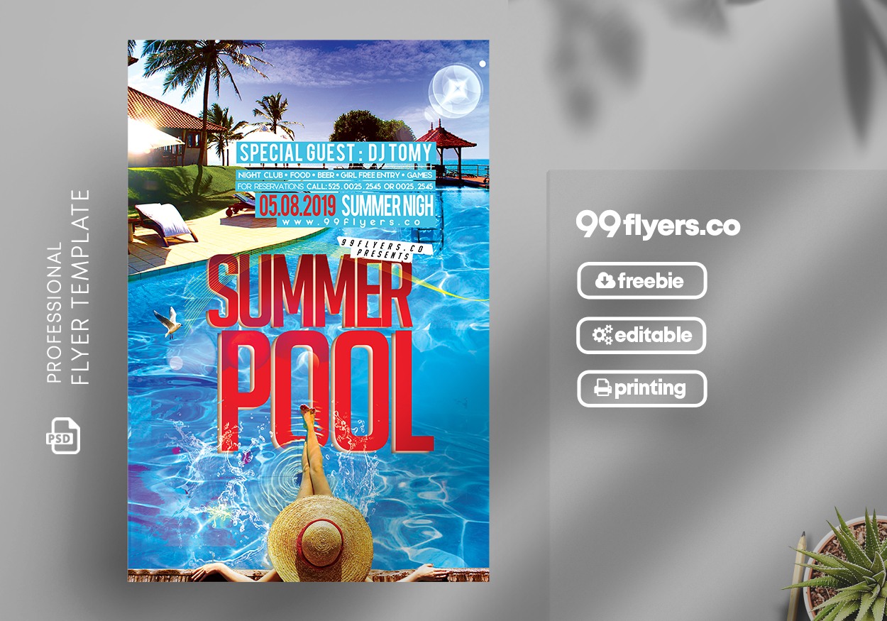 Summer Pool Party Free PSD Flyer Template